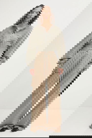 Cargo housut Rick Owens Rick Owens DRKSHDW Double Cargo Jumbo Belas High Waist Wide Leg Pants Beige | DS02E7324.CFL, 4