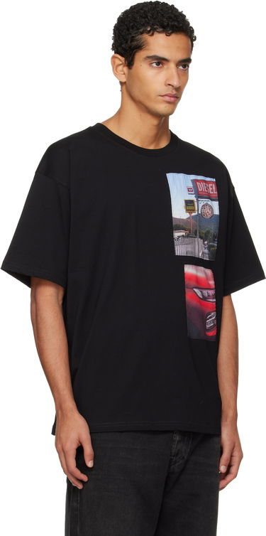 T-paita Diesel T-shirt with Roadside Scene and Car Photo Patches Musta | A19467-0PLAT-9XX, 1