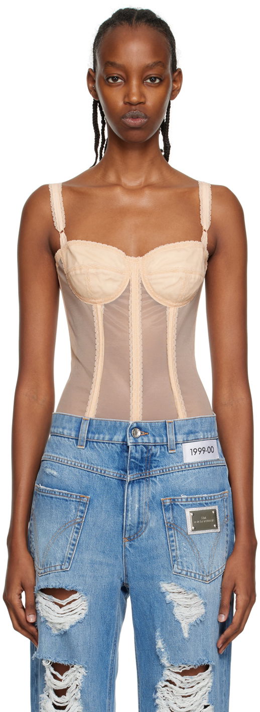 Body Dolce & Gabbana Beige Kim Kardashian Edition Bodysuit Beige | F7W66T GDC01