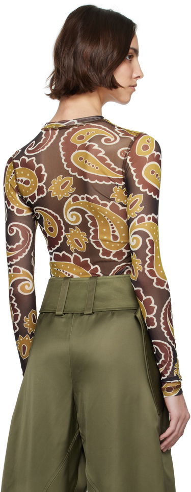 T-paita JW Anderson JW Anderson Paisley Mesh Long Sleeve T-Shirt Ruskea | JO0138-PG1788, 2