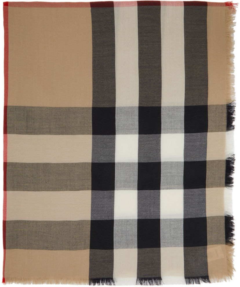 Huivi Burberry Lightweight Cashmere Check Scarf Beige Beige | 8024500