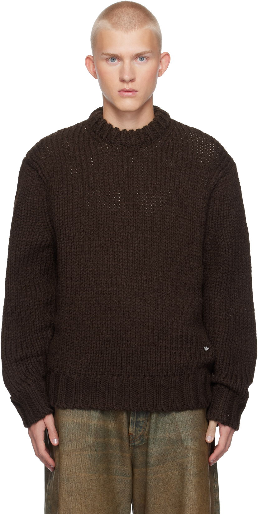 Villapaita We11done Chunky Knit Sweater Ruskea | WD-KT3-24-649-U-BR