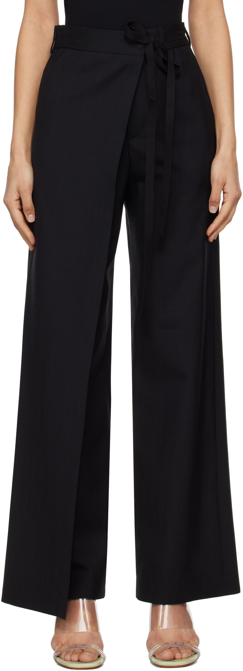Housut Maison Margiela MM6 Maison Margiela Tailoring Wool Canvas Tie Trousers Musta | S52KA0518 M35080