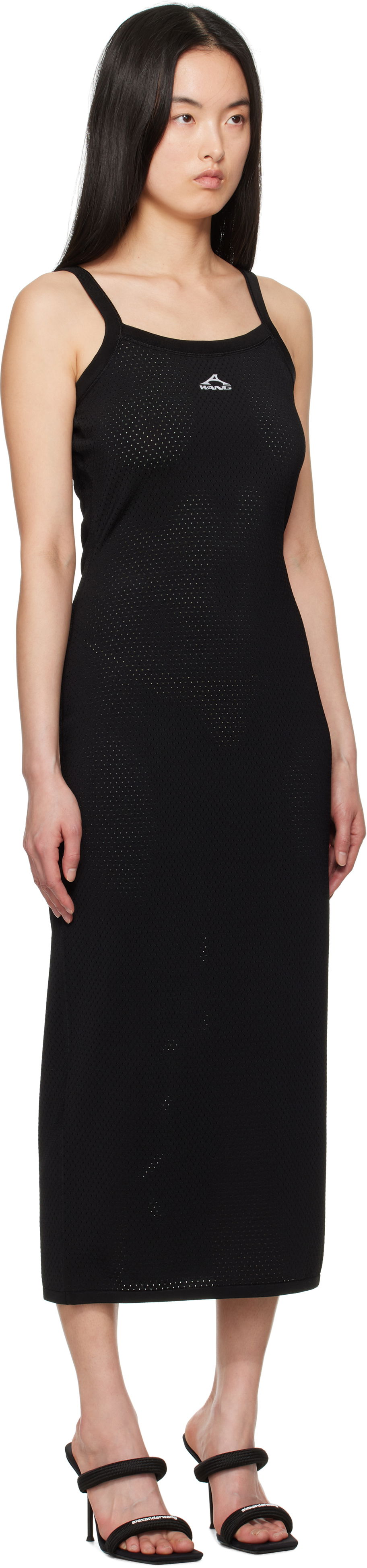 Mekko Alexander Wang Alexander Wang.t Cami Athletic Mesh Midi Dress Musta | 4KC2256043, 1