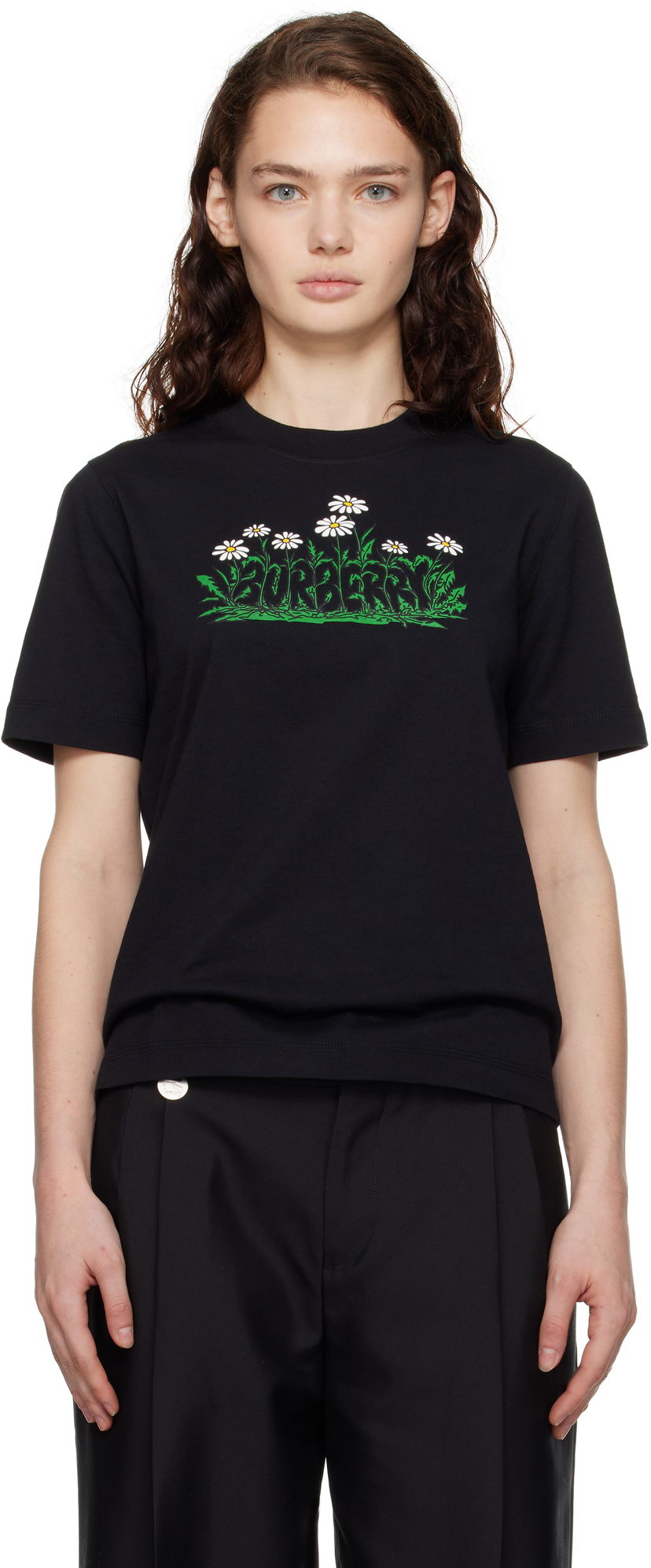 T-paita Burberry Daisy Logo Cotton T-Shirt Musta | 8102403