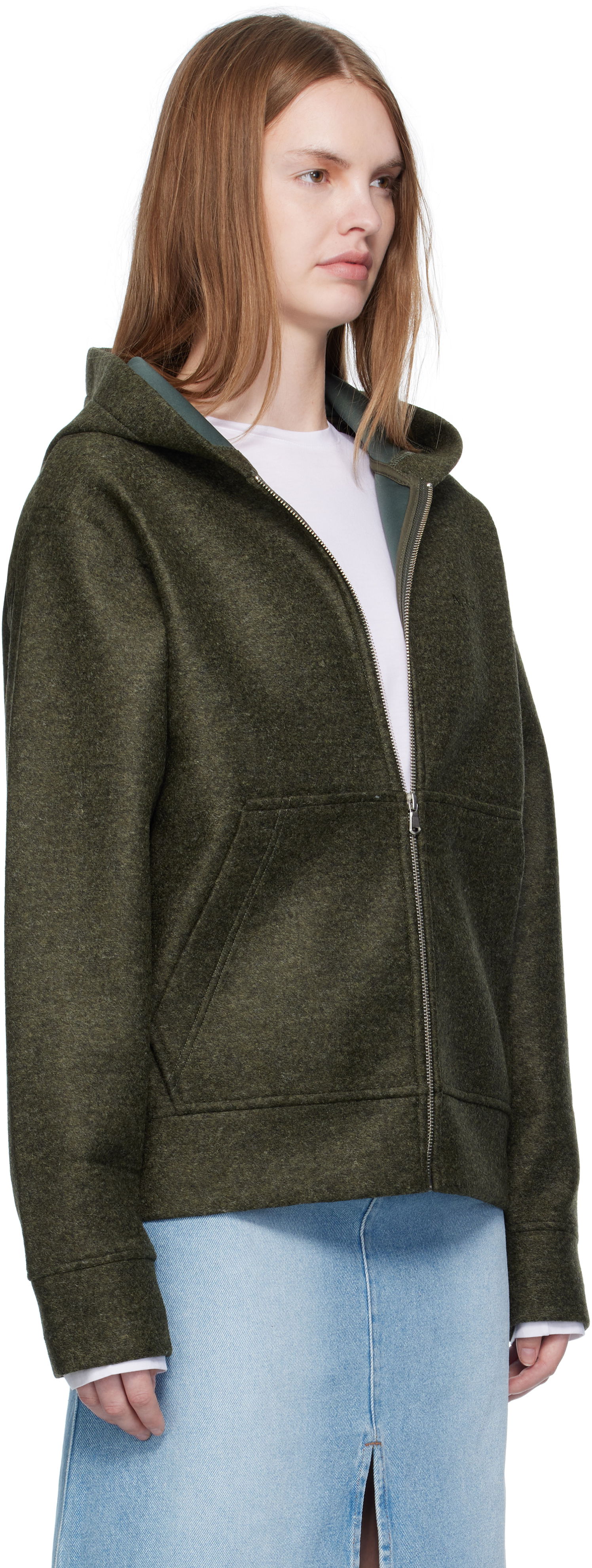 Huppari A.P.C. A.P.C. Alvin Wool Zip-Up Hoodie Vihreä | PSAFU-M27993, 1