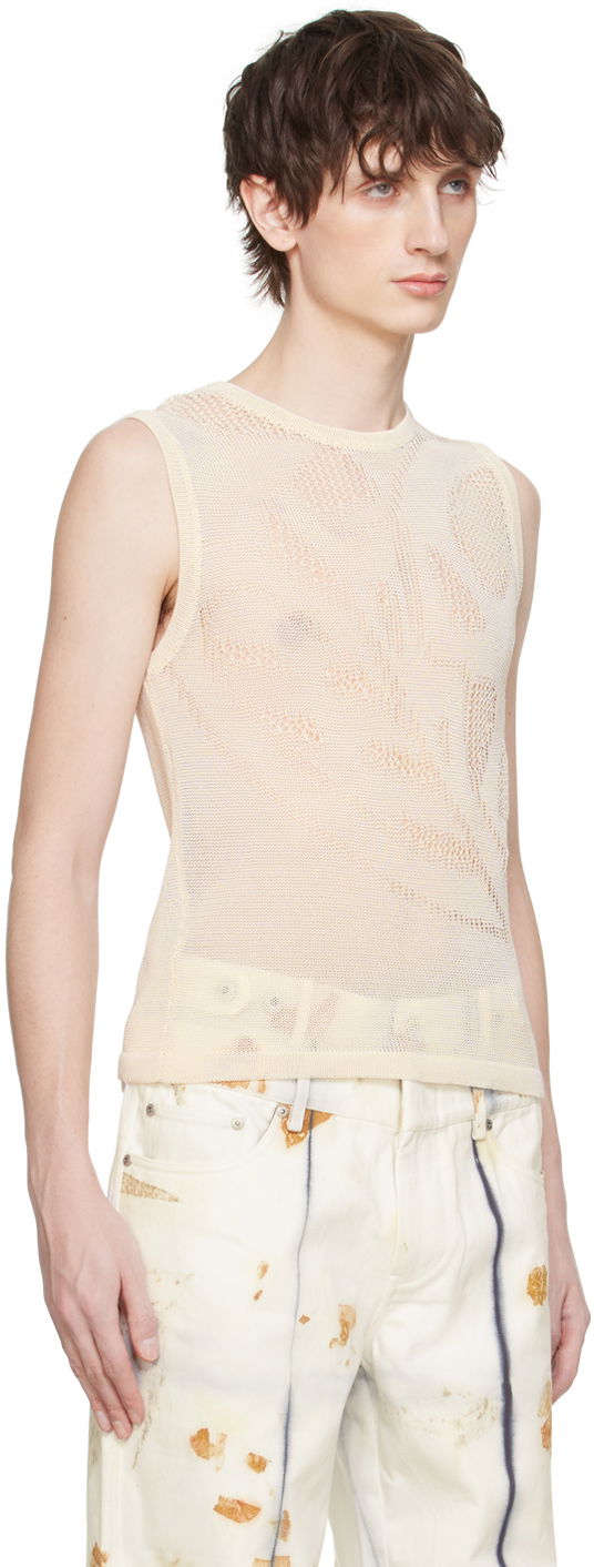 Tankkitoppi Feng Chen Wang Feng Chen Wang Open Knit Tank Top Beige | FUS17KT01W, 1