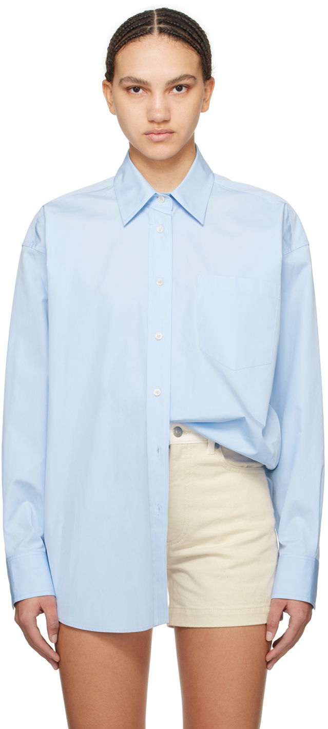 Paita Stella McCartney Stella McCartney Women's Patch Pocket Shirt Sininen | 620093SMA90