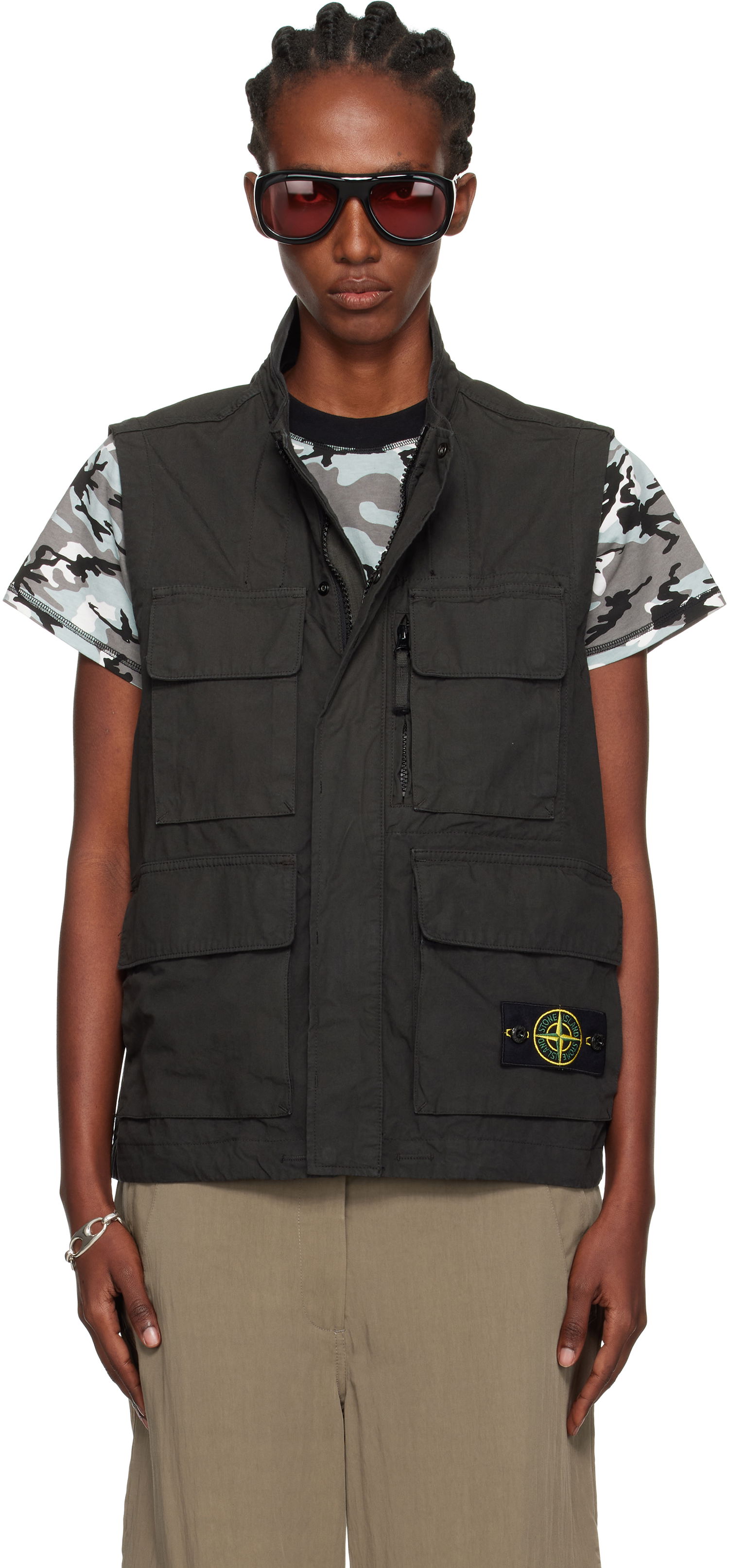 Liivi Stone Island Stone Island Canvas Weave Organic Cotton Vest Musta | K2S15 G100001 S0240, 0