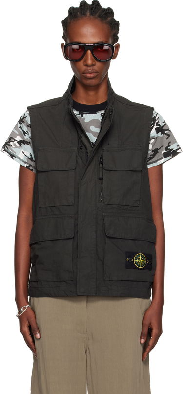 Liivi Stone Island Stone Island Canvas Weave Organic Cotton Vest Musta | K2S15 G100001 S0240, 0