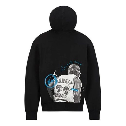 Huppari Jordan Travis Scott x Fragment Hoodie Jordan Print Musta | DJ0616-010