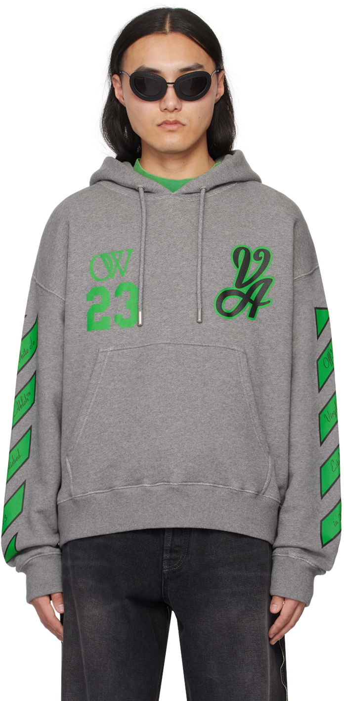 Huppari Off-White Gray Varsity Hoodie Harmaa | OMBB085S24FLE0140655