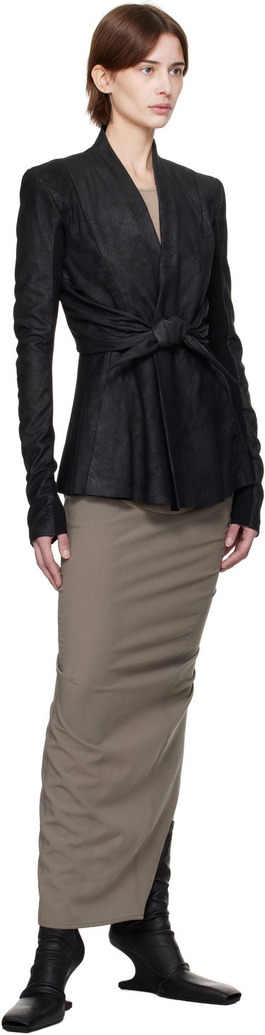 Takki Rick Owens Rick Owens Hollywood LS Strutter Leather Jacket Musta | RP01E7700 LBA, 3