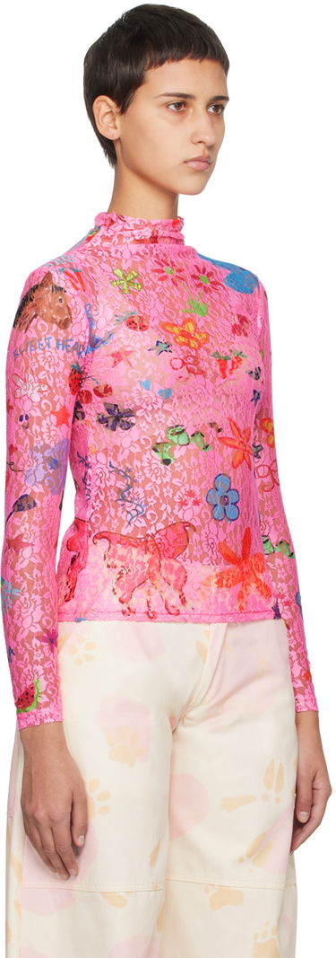 Villapaita Collina Strada Collina Strada Thumbtastic Floral Print Mesh Turtleneck Vihreä | XX3340, 4