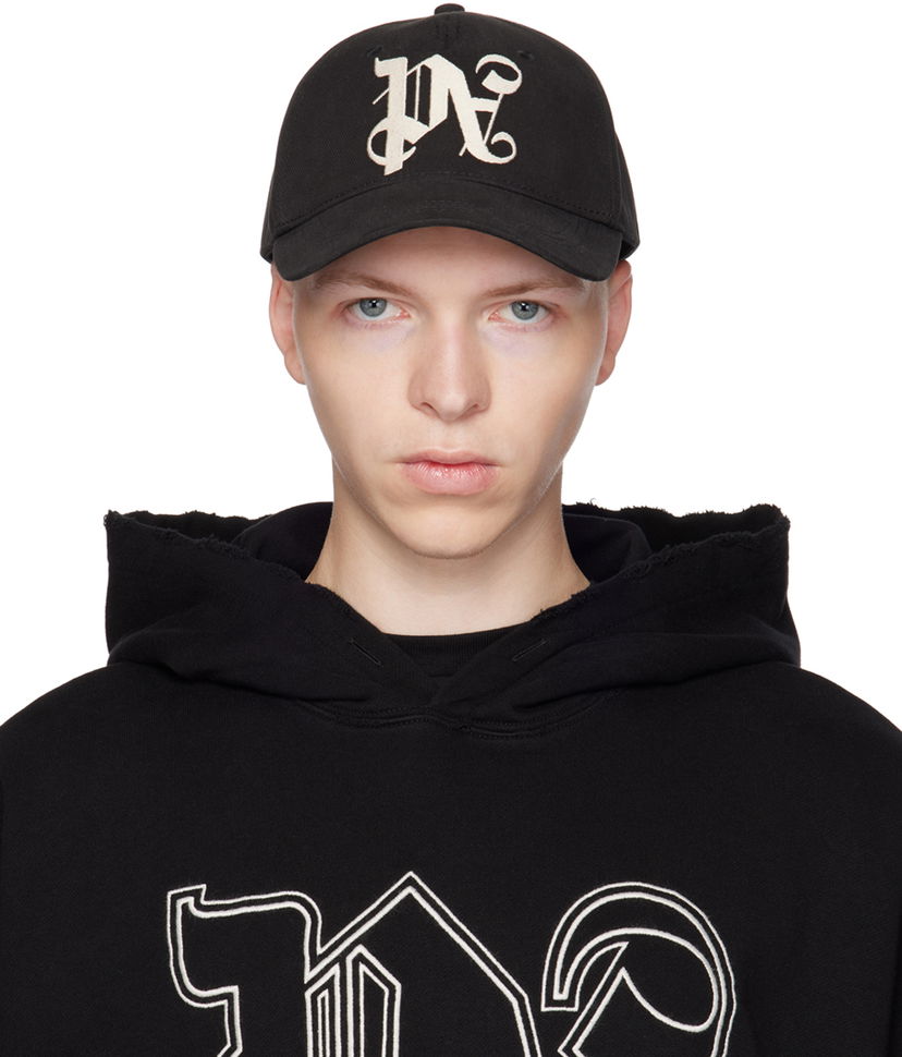 Korkki Palm Angels Monogram Cap Musta | PMLB094E23FAB0101003