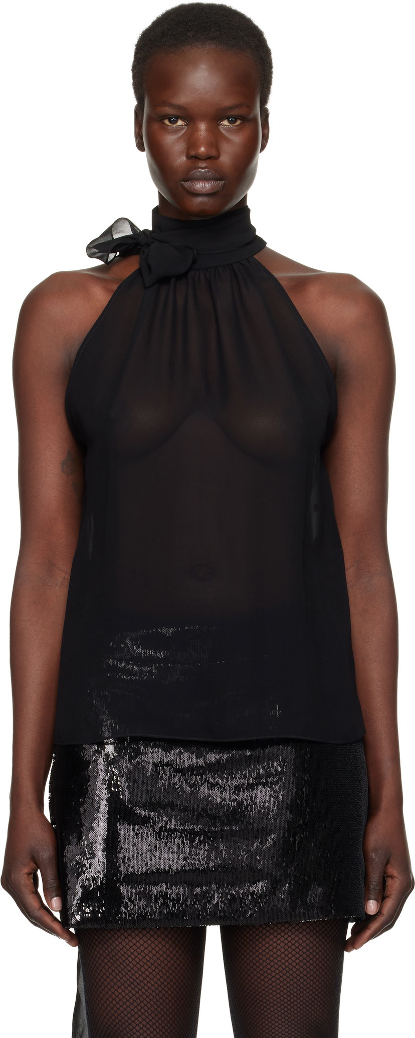Tankkitoppi Tom Ford Silk Georgette Sleeveless Blouse Musta | CA3291-FAX852