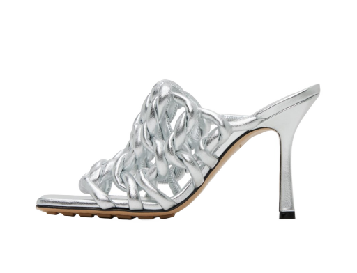 Tennarit ja kengät Bottega Veneta Stretch Mule Heeled Sandals "Silver" Harmaa | 716242 V29N0