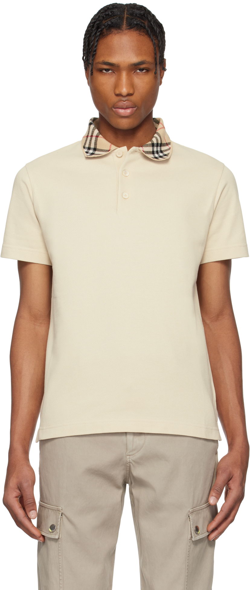 Poolopaita Burberry Burberry Check Collar Cotton Polo Beige | 8103864
