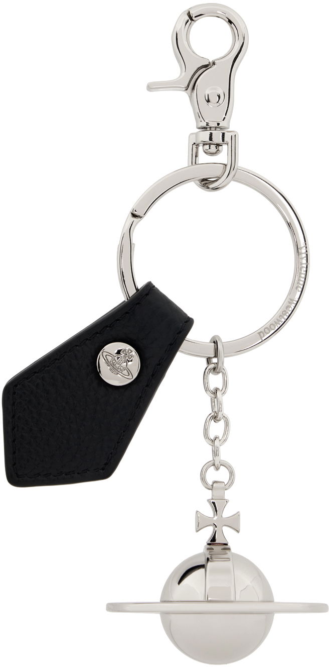 Avaimenperät Vivienne Westwood Black & Silver 3D Orb Keychain Musta | 8203011LU-OM0014-