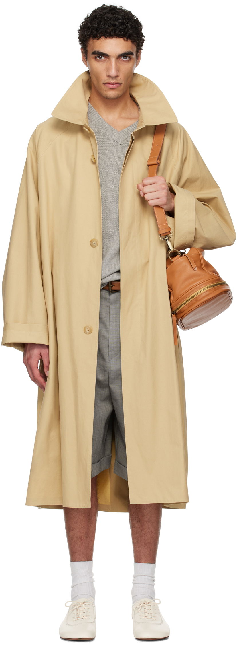 Trenssitakki HED MAYNER Hed Mayner Belted Trench Coat Beige | HMMA10029A-HA162A