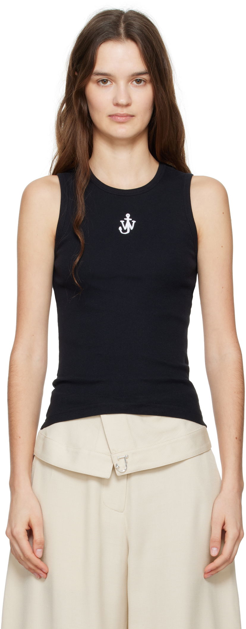 Tankkitoppi JW Anderson JW Anderson Anchor Logo Ribbed Tank Top Musta | JO0248-PG1717