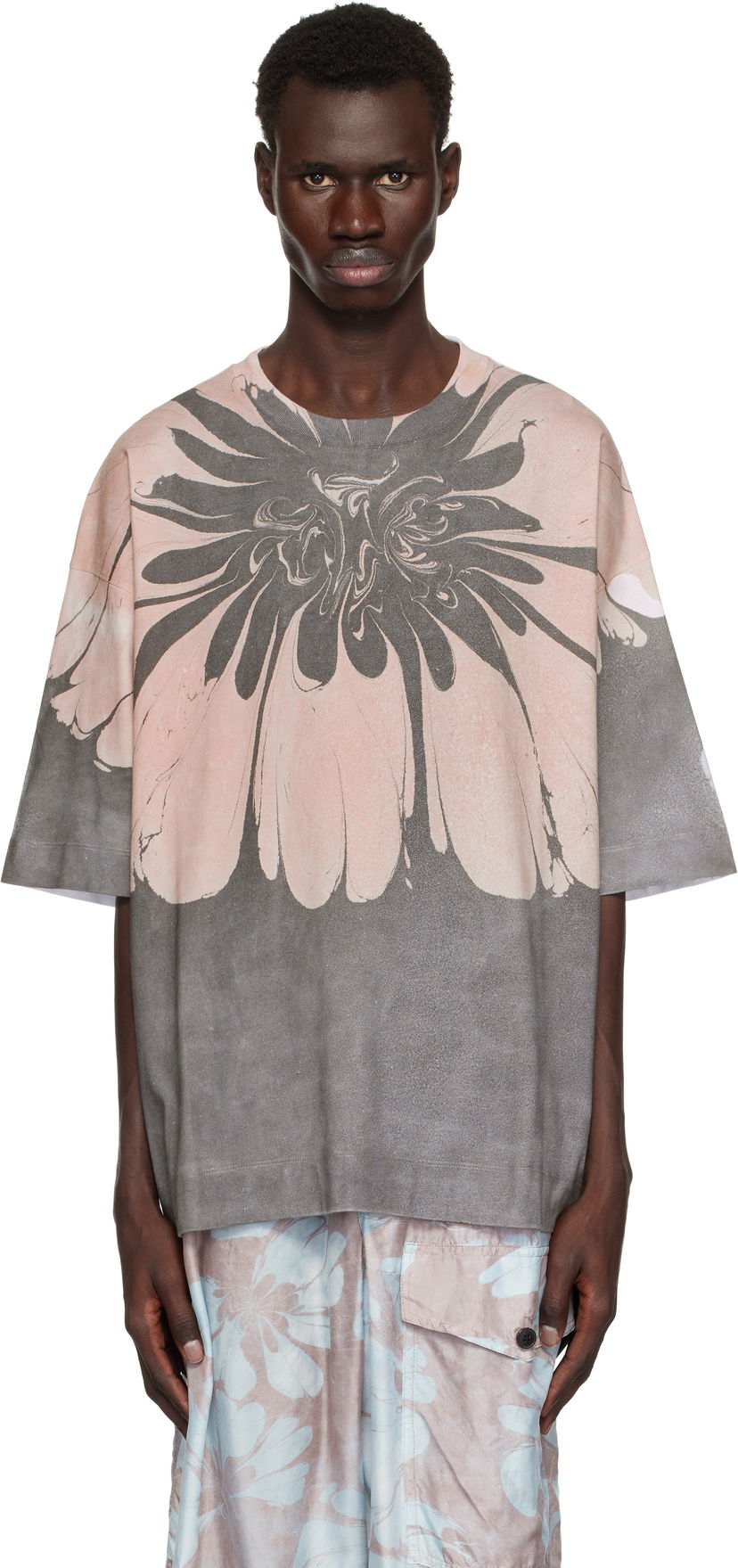 T-paita Dries Van Noten Dries Van Noten Floral Print T-Shirt Vaaleanpunainen | 251-021114-1603
