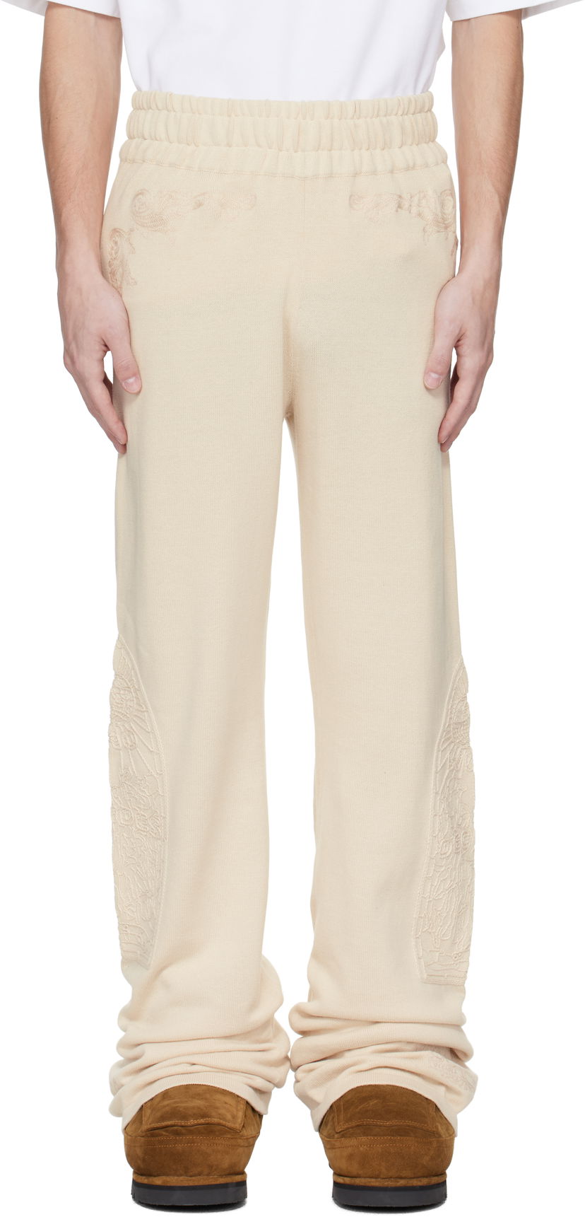 Verryttelyhousut Who Decides War Who Decides War Low Stained Glass Embroidered Sweatpants Beige | 1120820022SS25