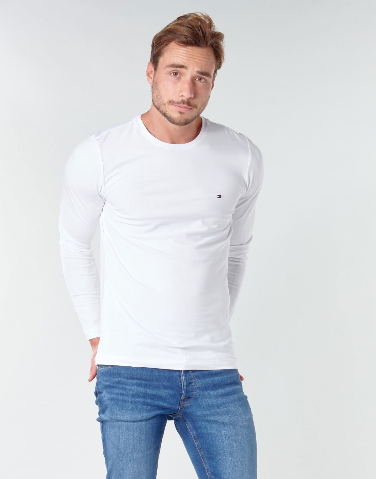 T-paita Tommy Hilfiger STRETCH SLIM FIT TEE Valkoinen | MW0MW10804-YBR, 1