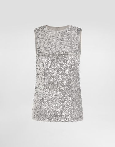 Tankkitoppi Dolce & Gabbana Sleeveless Sequin Top Metallinen | F7AL1TFLSMCS0998, 0