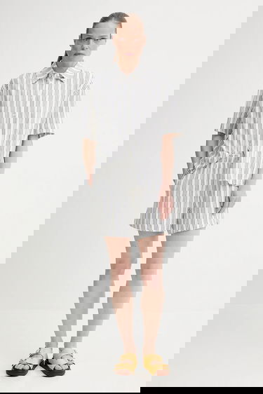 Paita Samsoe Samsoe Samsøe Samsøe Sakaaja Striped Linen Shirt and Shorts Set Sininen | F25200036, 1