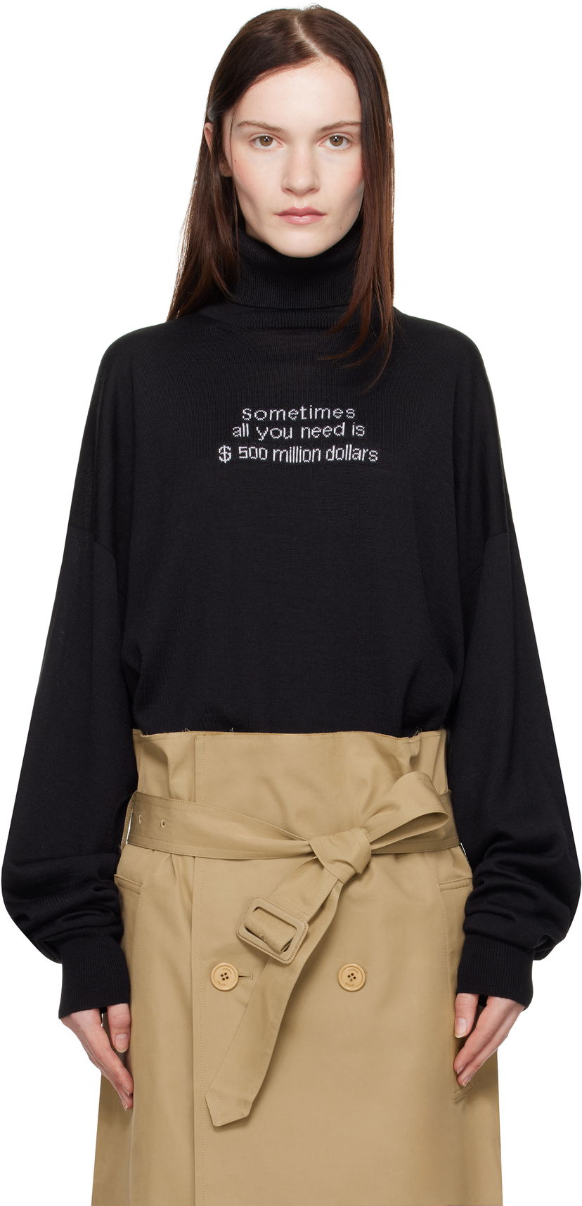 Villapaita VETEMENTS VETEMENTS '500 Million Dollars' Turtleneck Sweater Musta | UA66KN180B