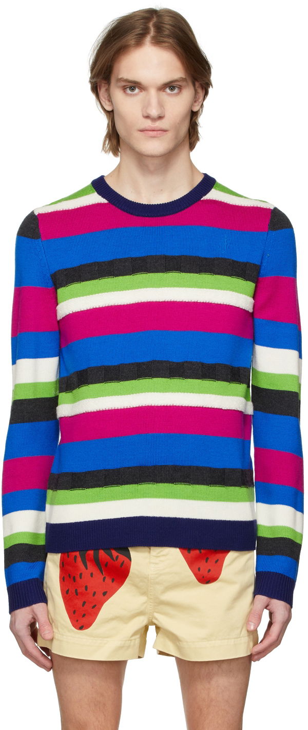 Villapaita JW Anderson Striped Merino Wool Sweater Sininen | KW0550-YN0008