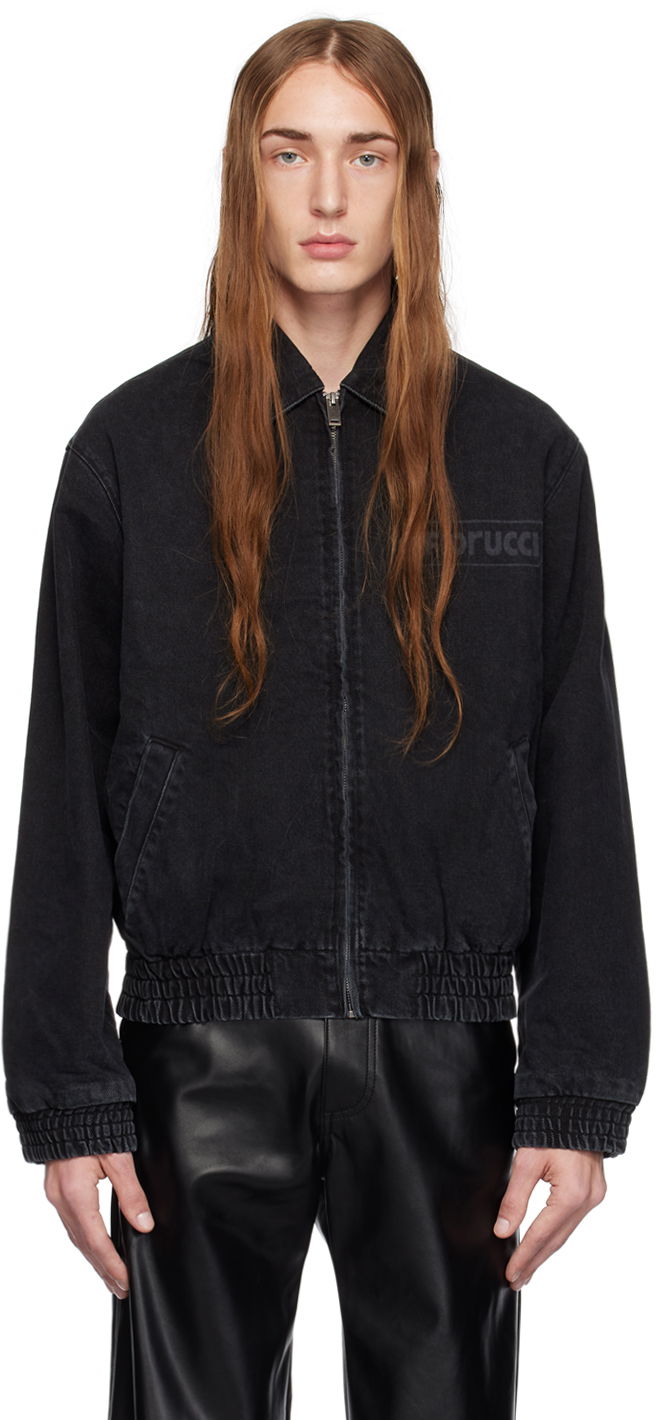 Bomber-takki Fiorucci Faded Denim Jacket Musta | U19JSLT1DBK