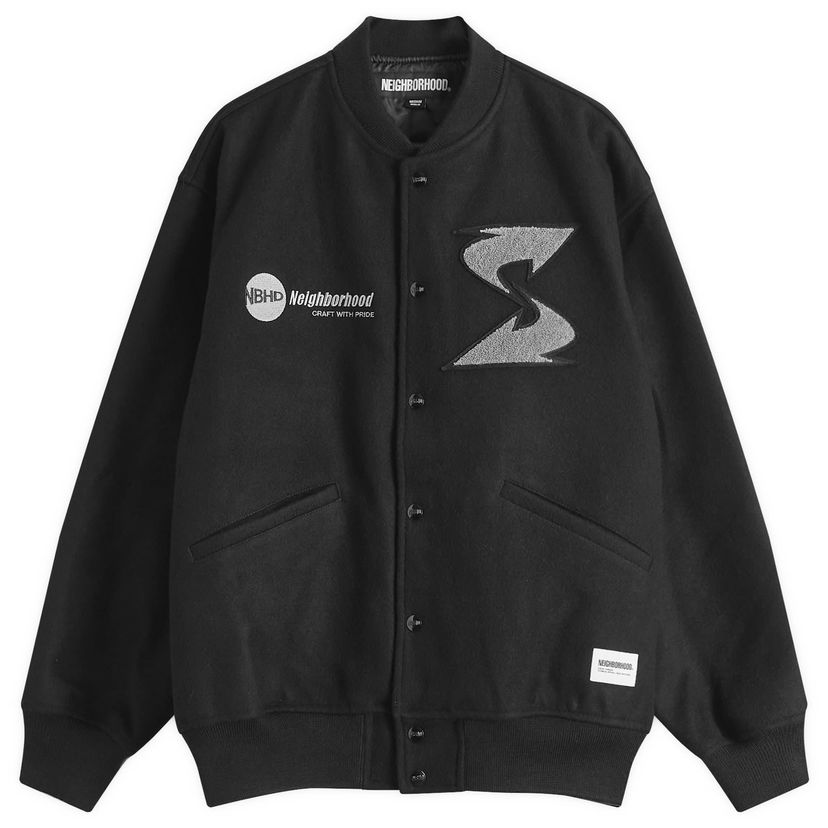 Bomber-takki Neighborhood Black Stadium Jacket Musta | 242SZ49N-JKM01-BLK