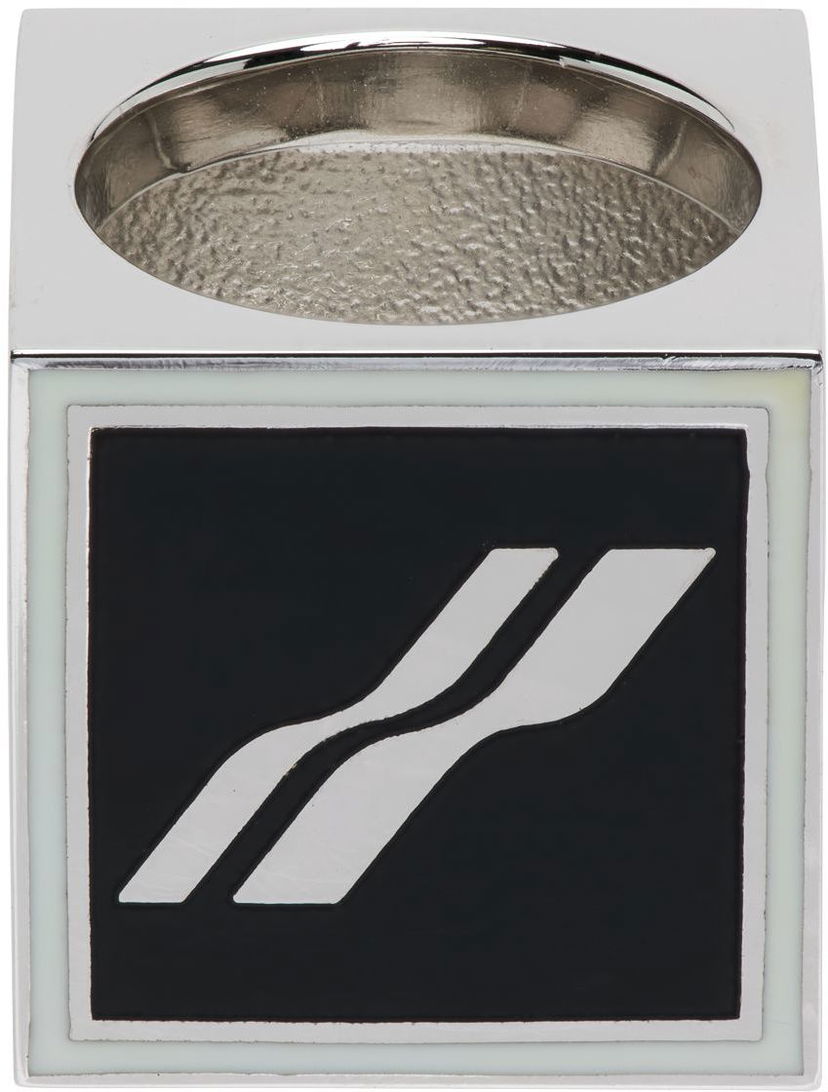 Sormus We11done Square Logo Dice Ring Metallinen | WD-AJ1-22-703-U-BW
