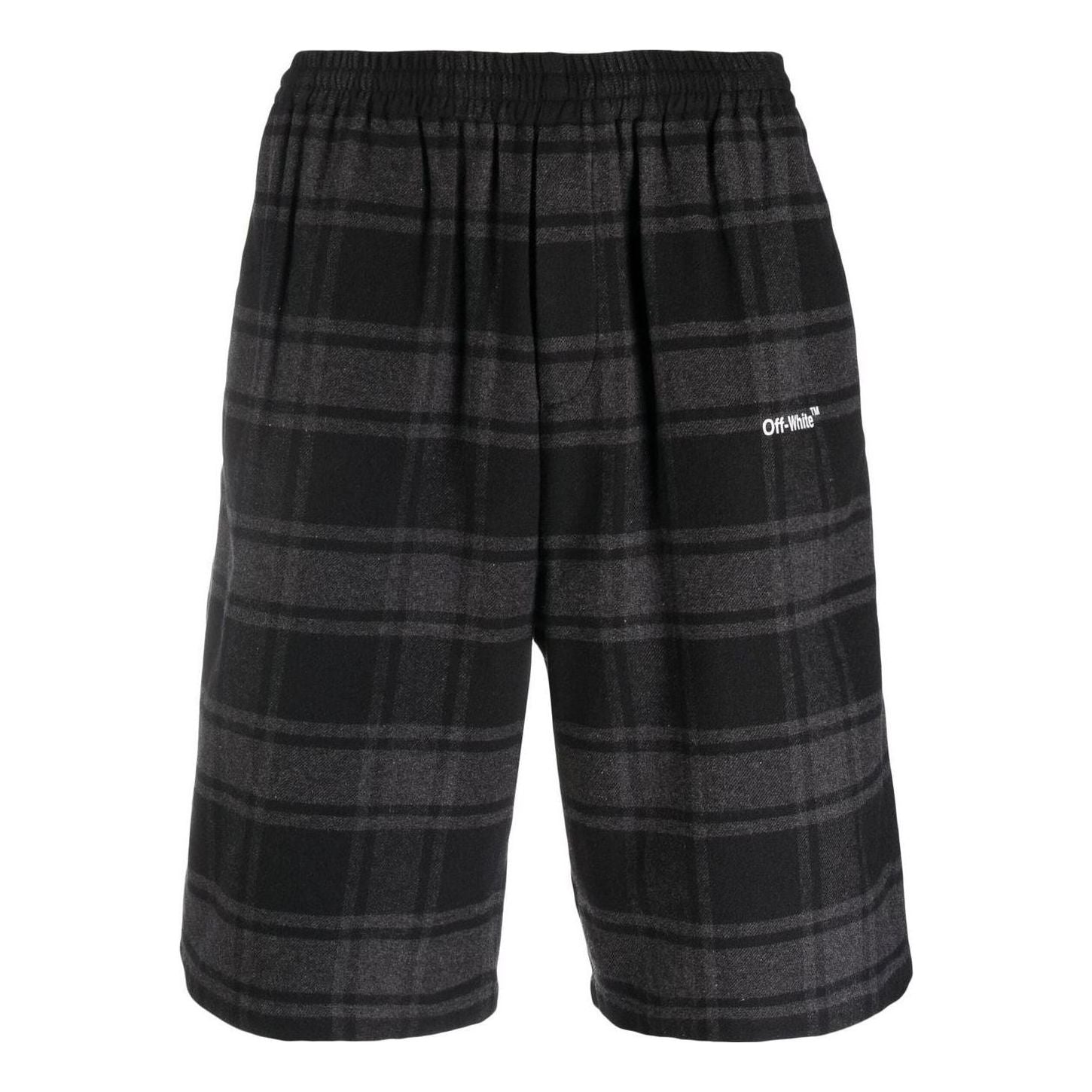 Shortsit Off-White Designer Check-Print Shorts Musta | OMCB058C99FAB0010501, 0