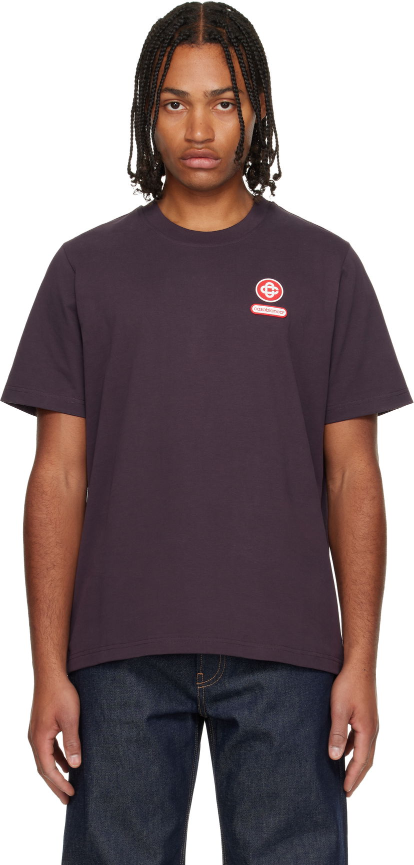 T-paita Casablanca Logo Patch Short Sleeve T-Shirt Violetti | M-AW25-JTS-001-06