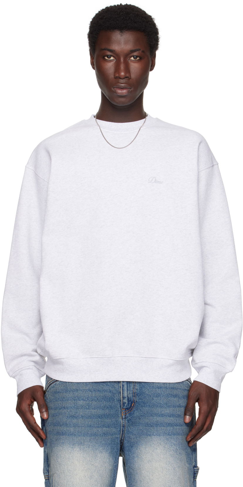 Huppari Dime Dime Cursive Small Logo Crewneck Sweatshirt Harmaa | DIMESU2538ASH