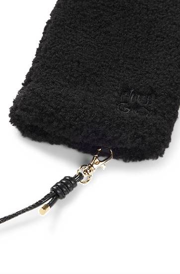 Käsineet BOSS Teddy mittens with faux-leather cord Musta | 50548780, 1