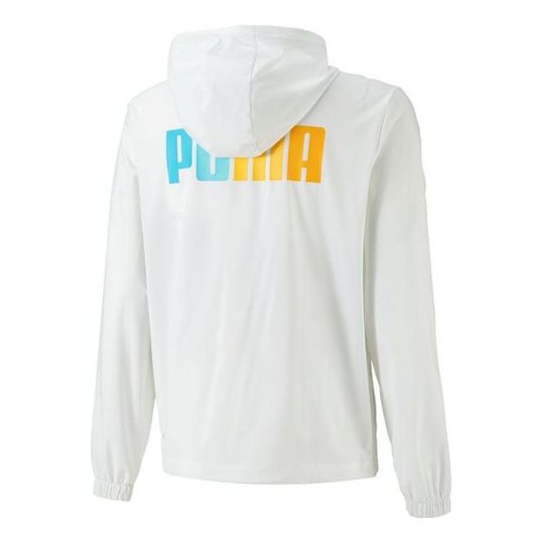 Tuulitakki Puma Gradient Logo Print Hooded Jacket Valkoinen | 678013-02