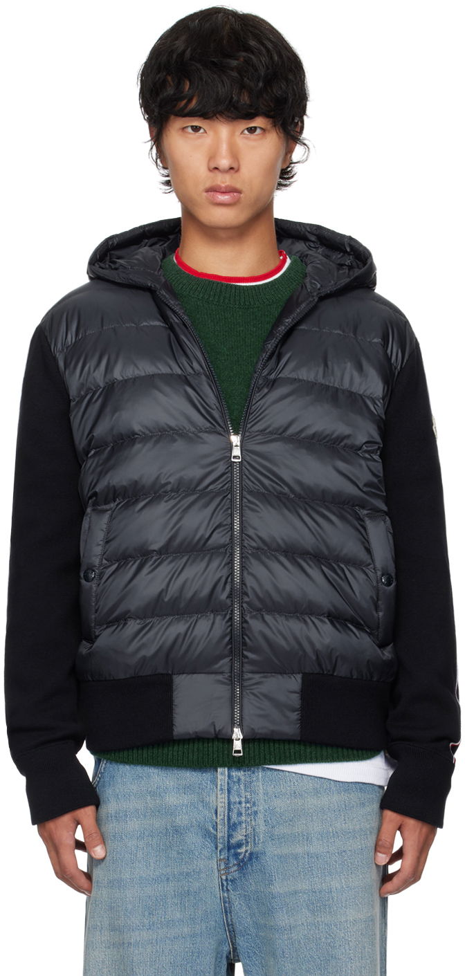 Takki Moncler Navy Hooded Down Jacket Tummansininen | J20919B00022M1131