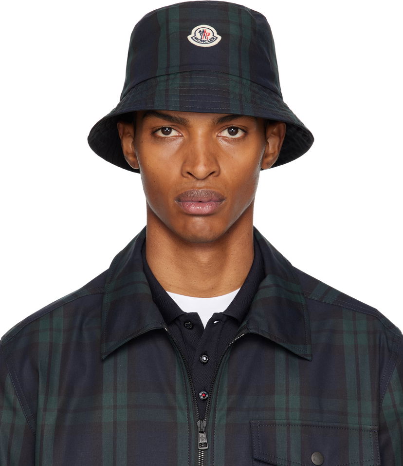 Hattu Moncler Moncler Reversible Black Watch Tartan Bucket Hat Tummansininen | K20913B00027M7661