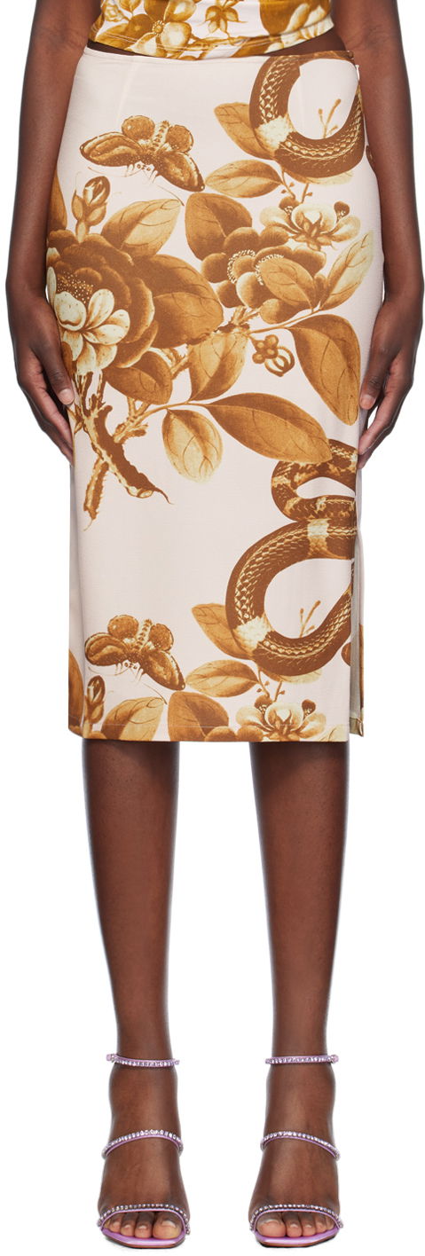 Hame Miaou Miaou Moni Floral Print Midi Skirt Beige | 4005SCREDN