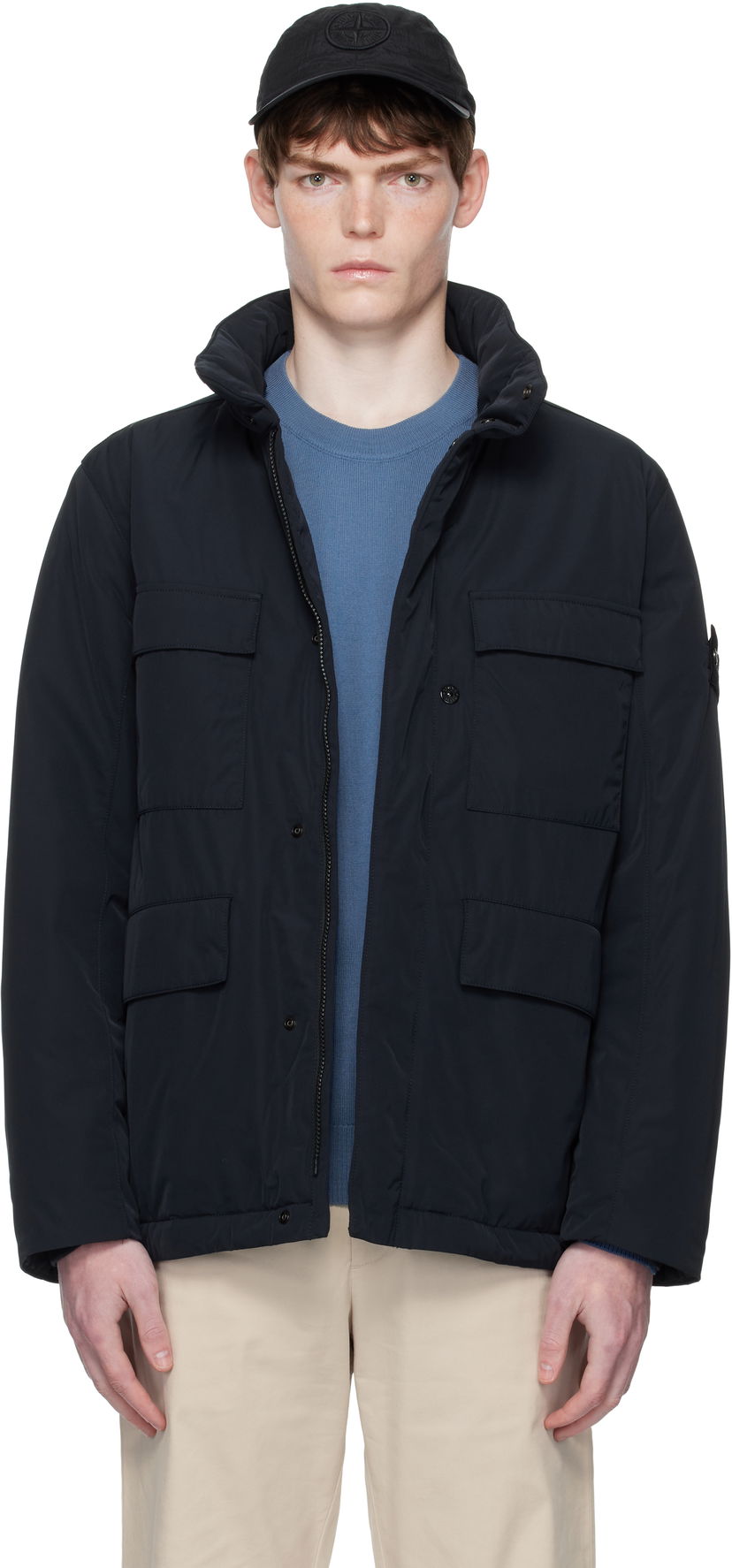 Takki Stone Island Micro Twill Jacket Tummansininen | K2S15 4100049 S0026