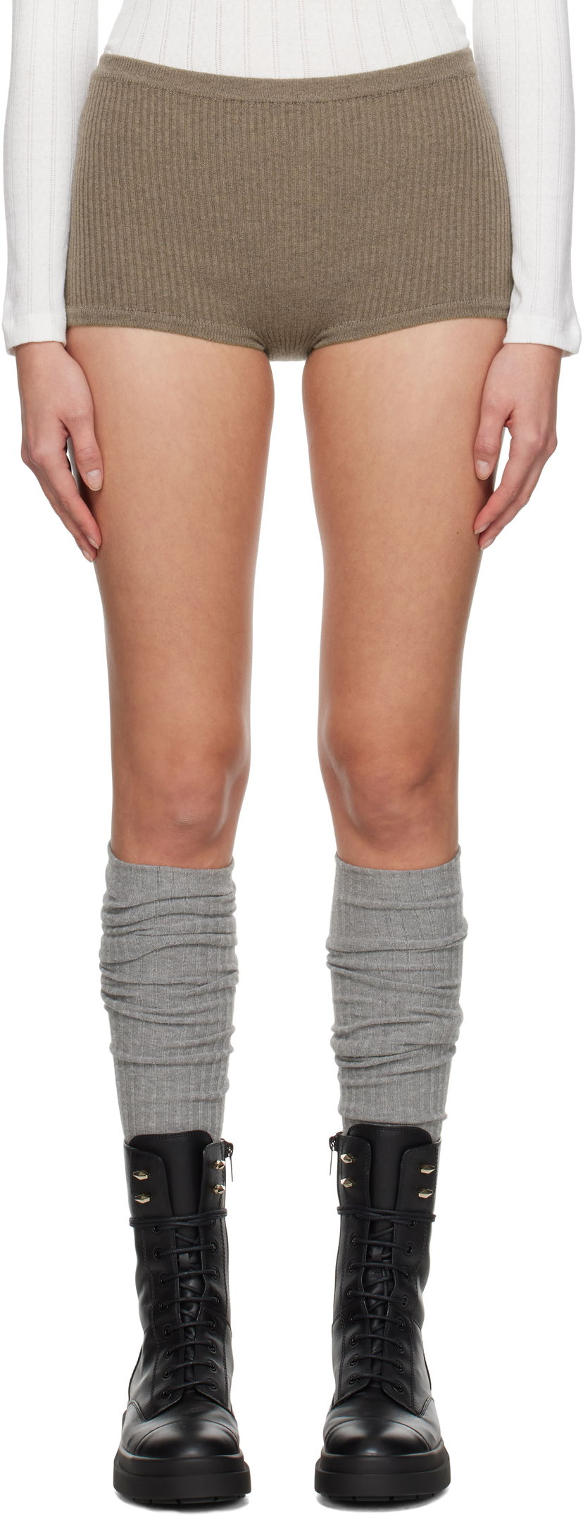 Pikkuhousut Max Mara Weekend Max Mara Ersilia Knit Shorts Ruskea | 2425336013600