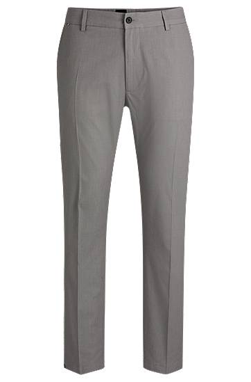 Housut BOSS Regular Fit Micro-Patterned Stretch Cotton Trousers Harmaa | 50534880