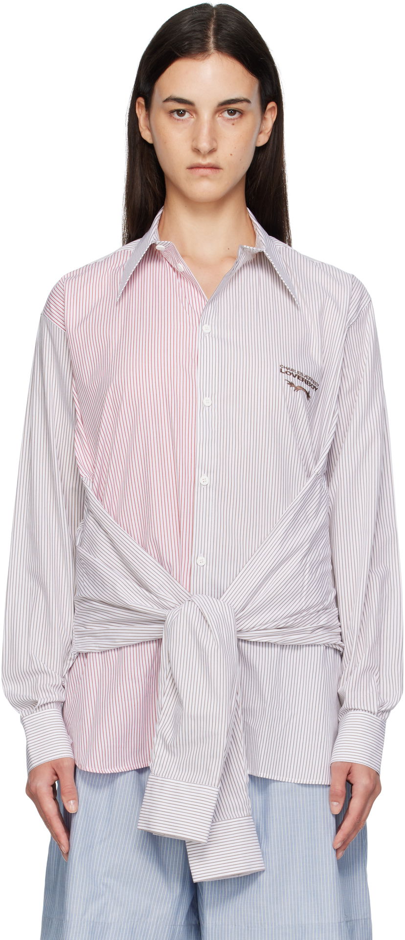 Paita Charles Jeffrey Loverboy Charles Jeffrey LOVERBOY Long Sleeve Striped Split-Panel Tie-Front Button-Up Shirt Monivärinen | 52070402