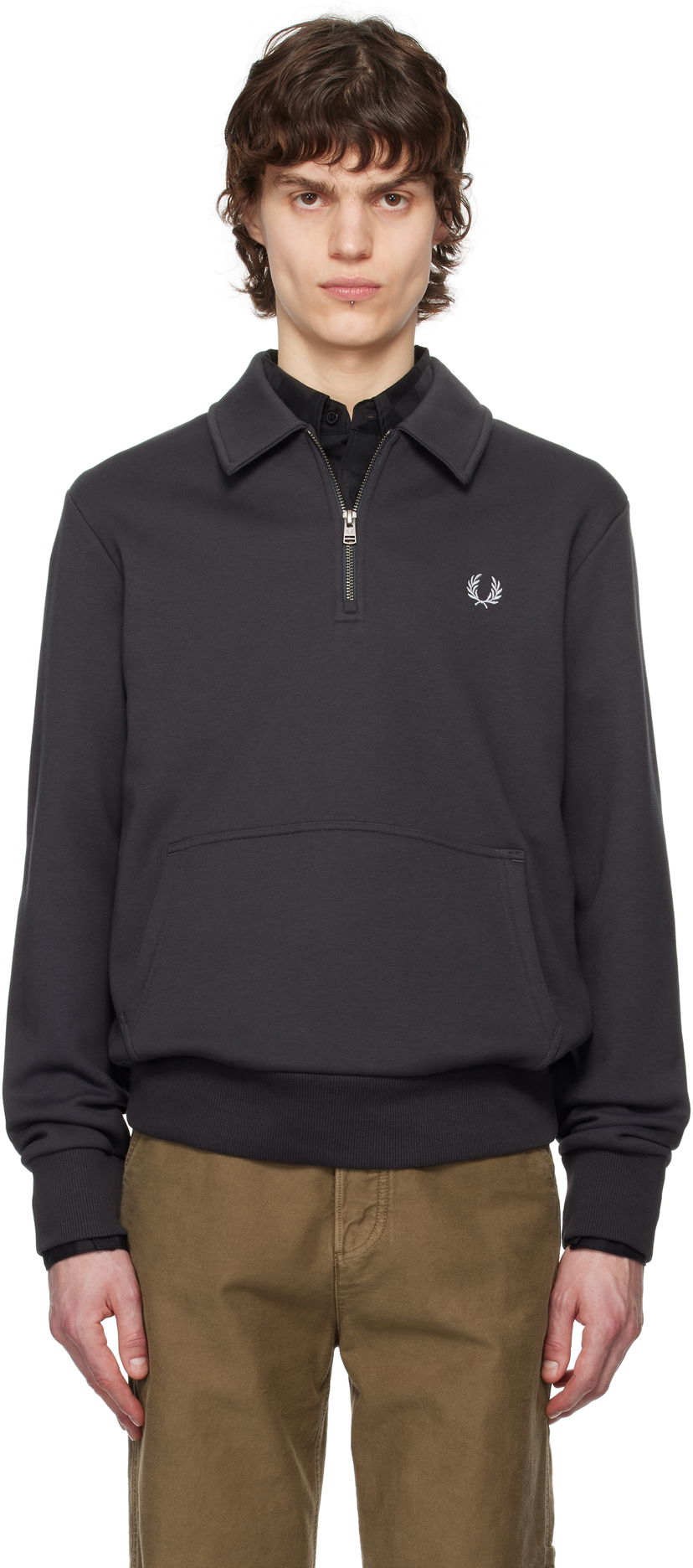 Huppari Fred Perry Fred Perry Half-Zip Fleece Sweatshirt Harmaa | M8637