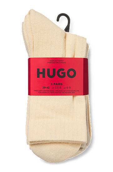 Sukat BOSS Three-Pack of Short Socks with Split Logos Beige | 50543174, 1