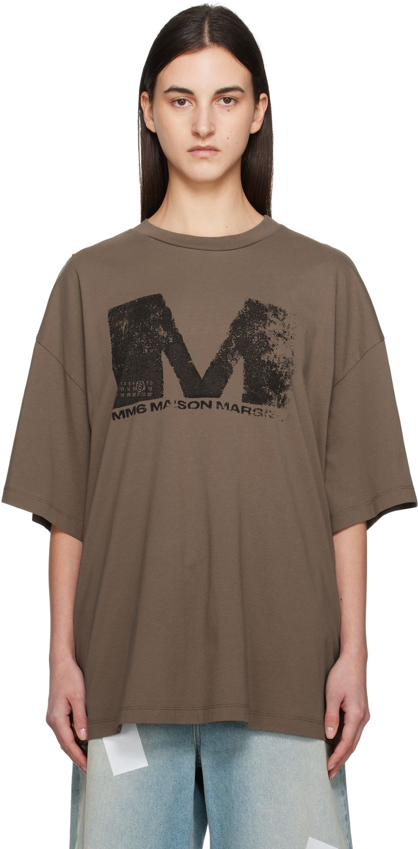 T-paita Maison Margiela MM6 Maison Margiela Sunbleached Logo T-Shirt Ruskea | S52GC0342 S24312